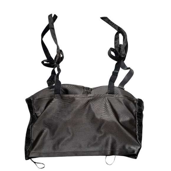 Sincerely Jules Black Satin Corset Top with Tie Straps - Size Large - Picture 4 of 4